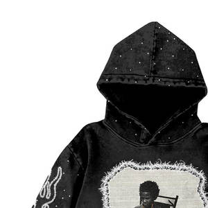 Sudadera con capucha y pantalones de chándal personalizados para hombre, estilo streetwear, con bordado, efecto desgastado por el sol, lavado ácido y parche bordado, estilo vintage y desgastado - Product Image 4