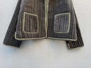 Veste matelassée réversible en velours faite à la main pour femme, avec poches avant, manteau d'hiver en coton, vêtement d'extérieur décontracté - Product Image 3