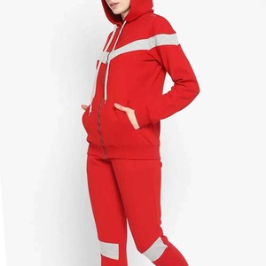 Conjunto Deportivo Rojo con Capucha para Mujer, Color Sólido, Manga Larga, Sudadera con Cordón, Pantalones Casuales, Transpirables, de Poliéster, para Otoño - Product Image 5
