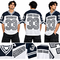 Maillot de football américain vintage rétro unisexe, impression par sublimation personnalisée, surdimensionné, respirant, anti-transpiration, grande taille