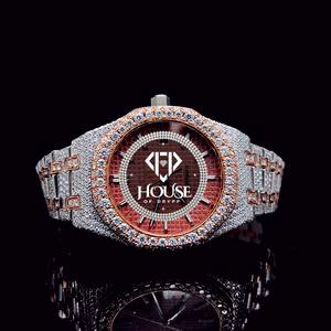 Reloj de Acero Inoxidable para Mujer Estilo Hip Hop, con Diamantes Redondos Brillantes VVS, Cierre Seguro, Movimiento Automático - Product Image 1