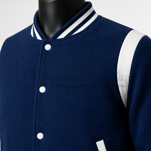 Chaqueta Universitaria Azul Personalizada, Cuerpo de Lana, Mangas de Cuero, Chaqueta de Béisbol Letterman, Fabricante de Marca Privada OEM - Product Image 6