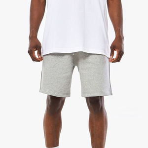 Shorts Bermuda en coton gris pour homme, taille élastique, couleur unie, respirant, tissu tricoté, shorts décontractés - Product Image 1