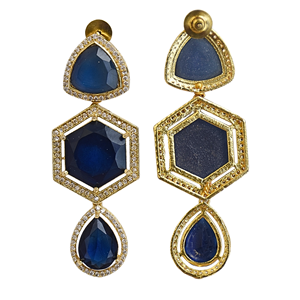 Pendientes Huggie Geométricos de Latón Chapado en Oro con Circonitas, Corte Pera, Engaste Biselado, Joyería Bohemia para Mujer, para Boda - Product Image 2