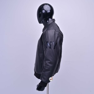 Men Black PU Leather Bomber <b>Jackets</b> With Embossed <b>Patch</b> Design Zipper Front Turn-down Collar Regular Fit Moto Biker Style <b>Jacket</b> - Product Image 3