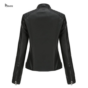Relevo Industries Women's Leather Motorcycle <b>Jacket</b> Stand Collar <b>Zipper</b> Closure Slim Fit Moto Biker Style Outerwear Man <b>Jacket</b> - Product Image 1