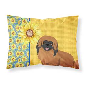Summer Sunflowers <b>Red</b> Pekingese Standard Pillowcase Lightweight Super Soft Easy Care Decorative Artwork <b>Throw</b> Pillow - Product Image 1