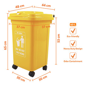 Large 60L Plastic Rolling Garbage Can with Lid Heavy Duty Weatherproof Mobile Trash <b>Bin</b> for Parks & Public Venues Dust <b>Bin</b> Heavy - Product Image 3
