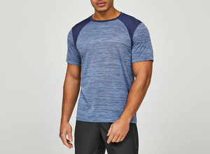 Men's Blocked Quick Dry <b>Raglan</b> Sleeve T-Shirt Regular Fit O-Neck Sporty Knitted Polyester <b>Top</b> - Product Image 2