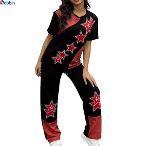 Ensemble de survêtement sportif 2 pièces personnalisé de haute qualité pour femmes, t-shirt décontracté à manches courtes et ensemble de fitness taille haute pour la course à pied - Product Image 4