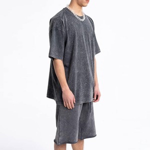 Nouveaux ensembles courts professionnels effet délavé 100% coton French Terry pour hommes - Product Image 4