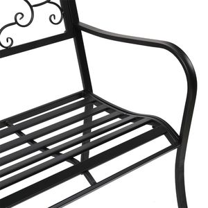 Panca da Giardino Rustica in Ferro da 51 Pollici, Sedia da Esterno per Patio, Veranda e Terrazza in Acciaio Nero Resistente, Arredamento per Hotel, Scuole e Spazi Esterni - Product Image 3