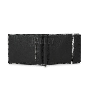 Cartera Bifold de Cuero Genuino para Hombre Hadley Sports, Negra con Costuras en Contraste, Tarjetero Delgado - Product Image 4