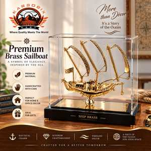 Handcrafted Brass Sailboat <b>Nautical</b> Decorative Model Maritime Sculpture For Tabletop Home Office Coastal <b>Decor</b> And Gift - Product Image 1