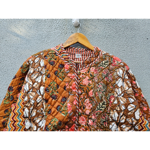 Chaqueta acolchada floral de algodón reversible para mujer, abrigo vintage bohemio estampado, ropa exterior acolchada para otoño, regalo para ella. - Product Image 4