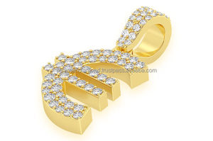 SHRAMAN DIAMOND Collar Unisex de Oro Sólido de 10K con Colgante Personalizado con Símbolo de Moneda Euro y Dijes de Piedra Natural, Joyería Fina, Regalos - Product Image 2