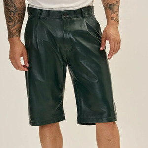 Trendy Solid Genuine Leather Men's Canvas Mid Shorts Stylish Streetwear Fashion Casual Wear High Quality Soft Design Waterproof - Product Image 1