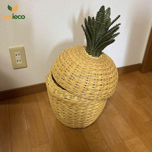 Cesta de almacenamiento de ratán tejida en forma de piña creativa, contenedor de almacenamiento de juguetes para niños y bebés de estilo Vintage - Product Image 2