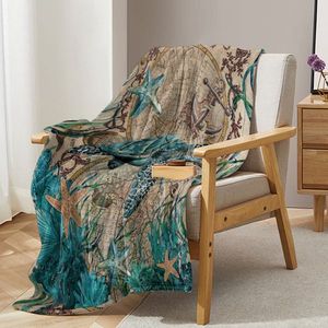Coperta in pile di flanella 3D a forma di tartaruga marina, 5 kg, blu, con animali astratti, ideale come regalo - Product Image 3