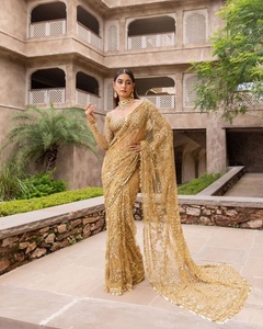 Nouveau FATEMA FASHION Saree complet à motif Bollywood BlockBuster, en mono filet de qualité supérieure, avec sequins multi-couleurs de 5 mm - Product Image 2