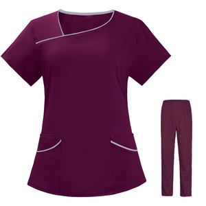 Conjuntos de Uniformes Médicos para Mujer con Cuello en V, Hechos a Medida, OEM, Más Vendidos, de Poliéster, con Logotipo y Talla Personalizados - Product Image 3