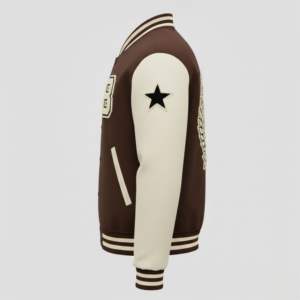 Chaqueta Universitaria Personalizada, Cuerpo de Lana, Mangas de Cuero, Parches Bordados, Estilo Letterman, Proveedor de Fábrica al por Mayor OEM - Product Image 3