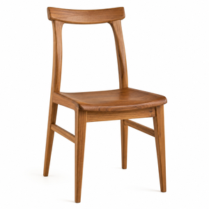 Silla de Comedor Moderna Escandinava Ecológica y Duradera de Madera de Teca Sólida, Asiento de Madera Esculpida, Muebles Contemporáneos para Restaurante - Product Image 1