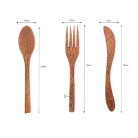 Ensemble de 3 cuillères en bois de coco écologiques vietnamiennes, courtes, minimalistes, polies, véganes, sans danger pour les aliments, ustensiles pour café et thé à usage domestique