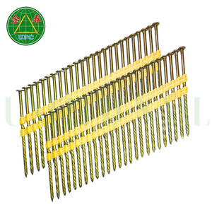 Clous en acier en bande de 3'' x 0.120, 4000 pièces, tête ronde/tige lisse, revêtement jaune, pour le travail du bois, boîte Vietnam - Product Image 1