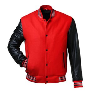 Wholesale Custom <b>Men</b> Wool Varsity <b>Jacket</b> Real <b>Leather</b> Sleeve High Quality Heavyweight Letterman <b>Jackets</b> WVJ-0019D - Product Image 6