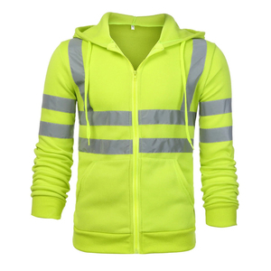 Chaqueta de Trabajo Impermeable de Alta Visibilidad con Cremallera Reflectante, Sudadera con Capucha de Seguridad, Uniforme de Manga Larga para Tráfico Vial - Product Image 2