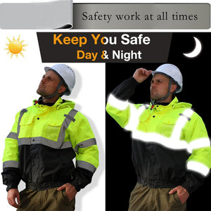 เสื้อแจ็คเก็ตนิรภัยสะท้อนแสงแบบ Hi-Vis สำหรับงานก่อสร้าง ฤดูหนาว พร้อมบริการสกรีนโลโก้ตามสั่ง  วัสดุสะท้อนแสง 3M - Product Image 4