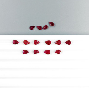Rubis naturels de Birmanie non traités, formes poire calibrées 6x4mm, pierres précieuses de rubis naturelles facettées en vrac pour la fabrication de bijoux, prêtes à l'emploi - Product Image 2