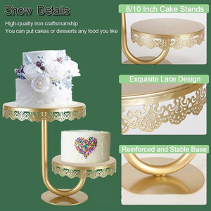 Elegant 2-Tier Gold Metal <b>Cake</b> Stand Modern Cupcake Dessert Display Rack Round Shape For <b>Wedding</b> Party & Buffet Table Decor - Product Image 5