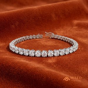 สร้อยข้อมือเทนนิสประดับมอสซาไนต์สีเงินสำหรับผู้หญิง สร้อยข้อมือแบบโซ่และแบบเชื่อมต่อ เครื่องประดับแฟชั่นทันสมัย ของขวัญวันครบรอบแต่งงาน อุปกรณ์เสริม - Product Image 2