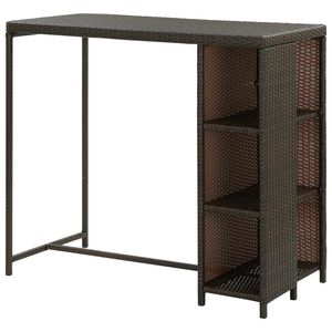 Tavolo da bar in rattan PE marrone e acciaio 47,2 x 23,6 x 43,3 pollici - Product Image 4