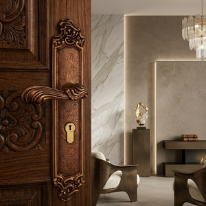 Manija de Puerta Aqua Motus de Diseño, 15 Pulgadas |   Manija de palanca texturizada de latón antiguo |   Herrajes Arquitectónicos de Primera Calidad para Puertas - Product Image 5