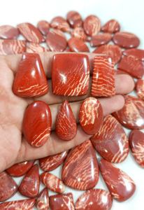 Jaspe de piel de serpiente roja natural de alta calidad, pulido, en cabujón suelto, para la fabricación de joyería artesanal. - Product Image 4