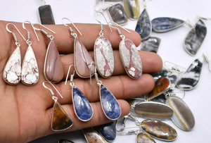 Natural Stone <b>Earrings</b> Lot Black Onyx, Green Onyx, Tanzanite And Peridot Gemstone <b>Earring</b> - Product Image 2