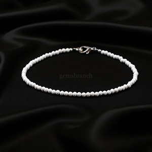 Natural White Howlite <b>Beaded</b> <b>Bracelet</b> Micro Faceted Round Gemstone <b>Bracelet</b> For Women Jewelry Healing Crystal Gift Handmade Bulk - Product Image 3