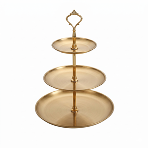Three <b>Tier</b> Copper <b>Cake</b> Stand Round Handmade Dessert Display Serving Tray For Parties Cupcake Holder Serving Tray For Parties - Product Image 2