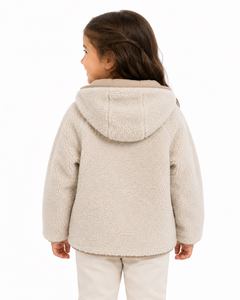 Veste à capuche en polaire Sherpa pour enfants Livster, fermeture éclair intégrale, respirante, manteau d'hiver avec poche avant, peluche douce, 100% polyester - Product Image 3