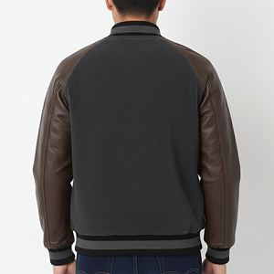 เสื้อแจ็คเก็ตเบสบอลปักลายคุณภาพสูงแบบ OEM สำหรับผู้ชาย สไตล์วิทยาลัย  แบบกำหนดเองได้  แขนหนัง  สำหรับฤดูหนาว  สไตล์สตรีทแฟชั่น  ปรับแต่งได้ - Product Image 3