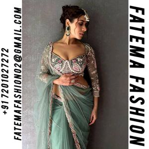 Nouveau sari tendance indien en organza de soie avec travail de séquence, chemisier lourd, design ethnique moderne, tissu de qualité supérieure non cousu pour - Product Image 2