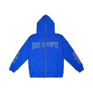 Sudadera con capucha de manga larga con cremallera para hombre, nueva moda de algodón sólido 100%, sudadera de lona térmica, lavado ácido y bordado, ajuste holgado - Product Image 1