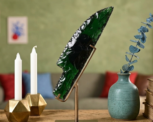 Obsidiana Decorativa de Cristal Verde, Escultura de Piedra Decorativa para el Hogar, Hecha a Mano, Regalo Energético de Feng Shui, Coleccionable - Product Image 5