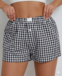 Shorts de bain pour femmes, rouge et blanc, taille haute, fermeture élastique, coupe sportive, séchage rapide, respirant, tissu Oxford en coton - Product Image 4