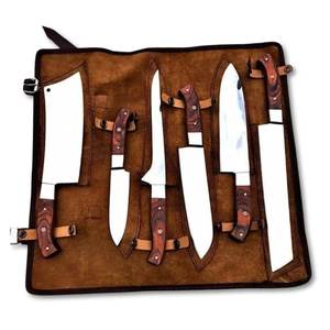 Ensemble de couteaux de chef professionnels en acier inoxydable de haute qualité avec lame tranchante, orientation pour droitier, manche en bois - Product Image 1