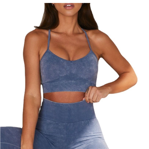 Trendy Women <b>Pilates</b> Workout Yoga Set 2 Piece Crew Neck Spaghetti Strap Breathable Spandex/Nylon Sports Bra High Waist <b>Leggings</b> - Product Image 2