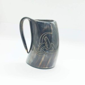 Rustic buffalo horn tea mug handmade natural drink cup for coffee beer and kitchen dining accessories - Product Image 4
